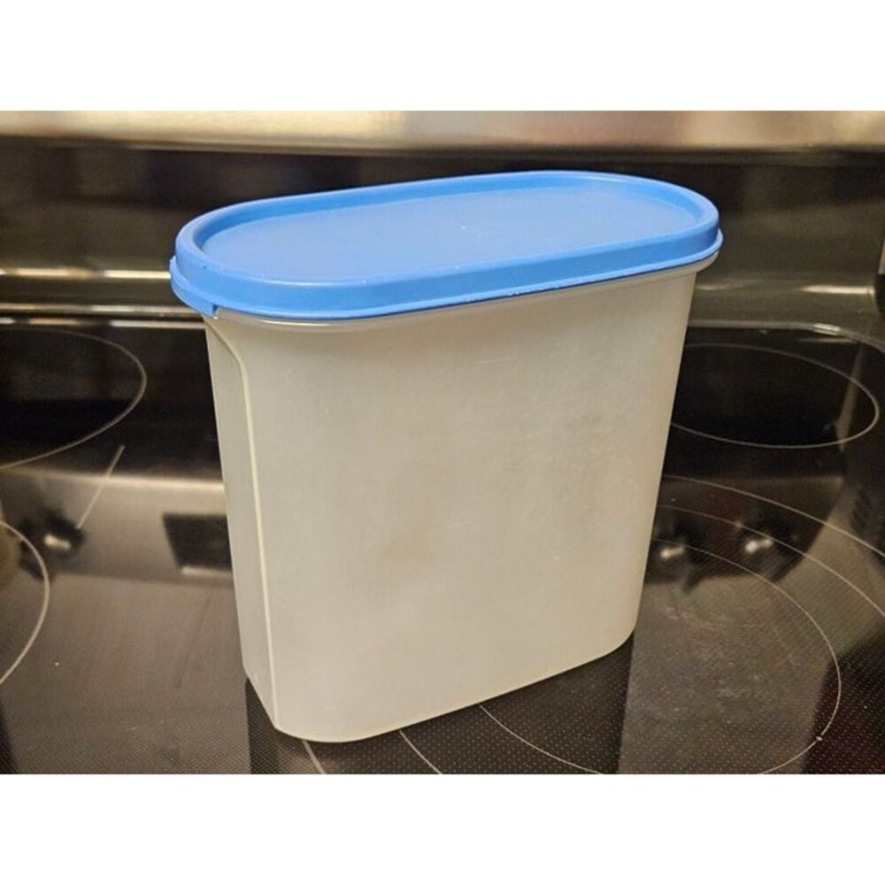 Vintage Tupperware Oval Modular Mates 7" 1613-23 W Light Blue Lid